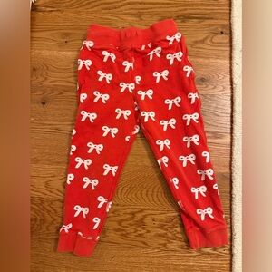 Hanna Andersson Print Sweatpants In French Terry Tangy Red Bow Print size 110 5